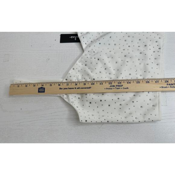 Lulus New! Lively Sparkle White Rhinestone Crop Tank Top Sleevelss Party Vacay L - Picture 7 of 8